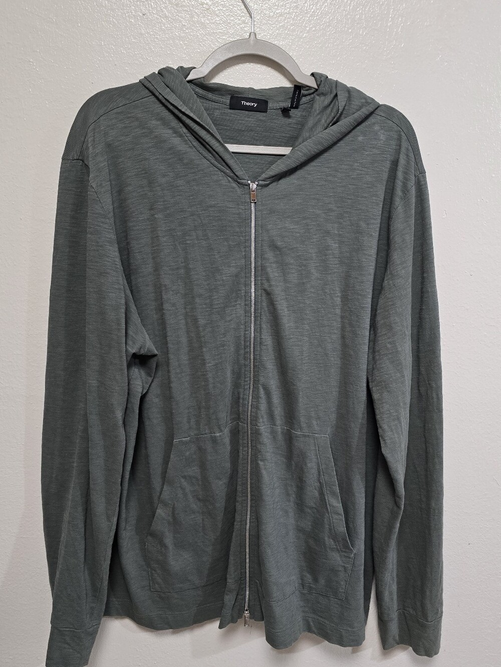 Theory Layer Zip Hoodie Cosmos Green Size XXL